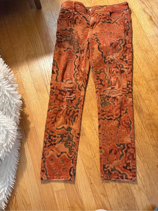 Anthropologie Denim - Anthropologie Orange Multi Printed Distressed Jeans
